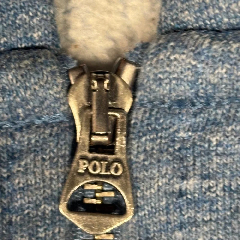 Polo Ralph Lauren Zip Hoodie Mens Small Blue Heathered Pony Logo Sweatshirt